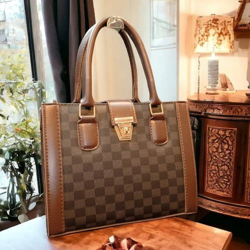 Elite White & Brown Handbag